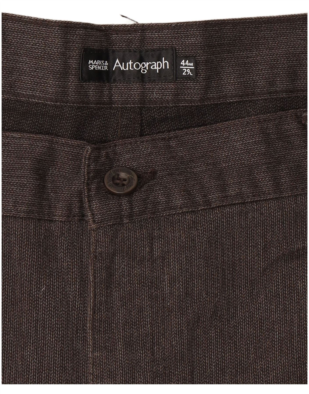 Marks & Spencer Herren-Autograph-Freizeithose, W44, L29, braunes Fischgrätenmuster