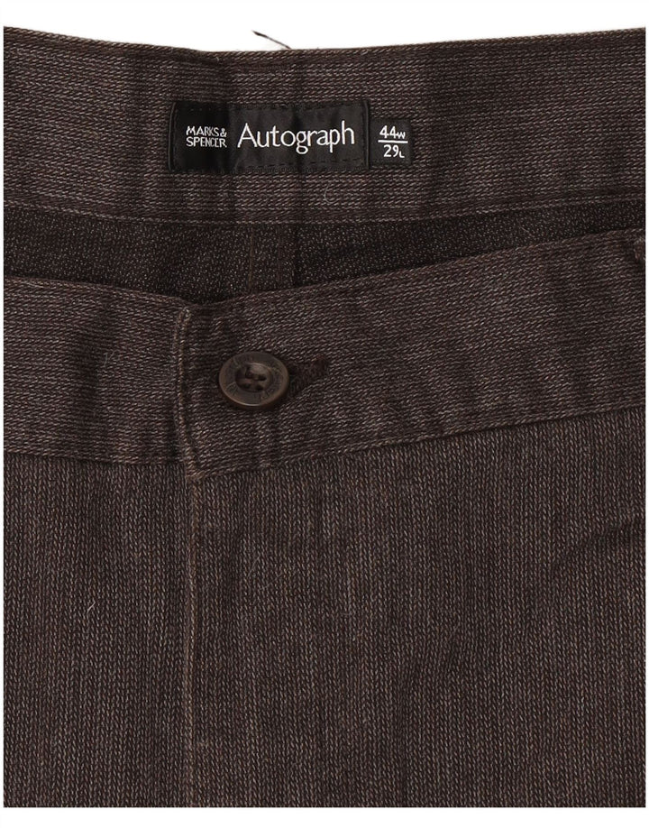 Marks & Spencer Herren-Autograph-Freizeithose, W44, L29, braunes Fischgrätenmuster