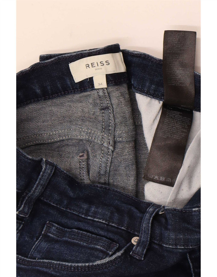 Reiss Herren Slim Jeans W34 L30 Marineblaue Baumwolle