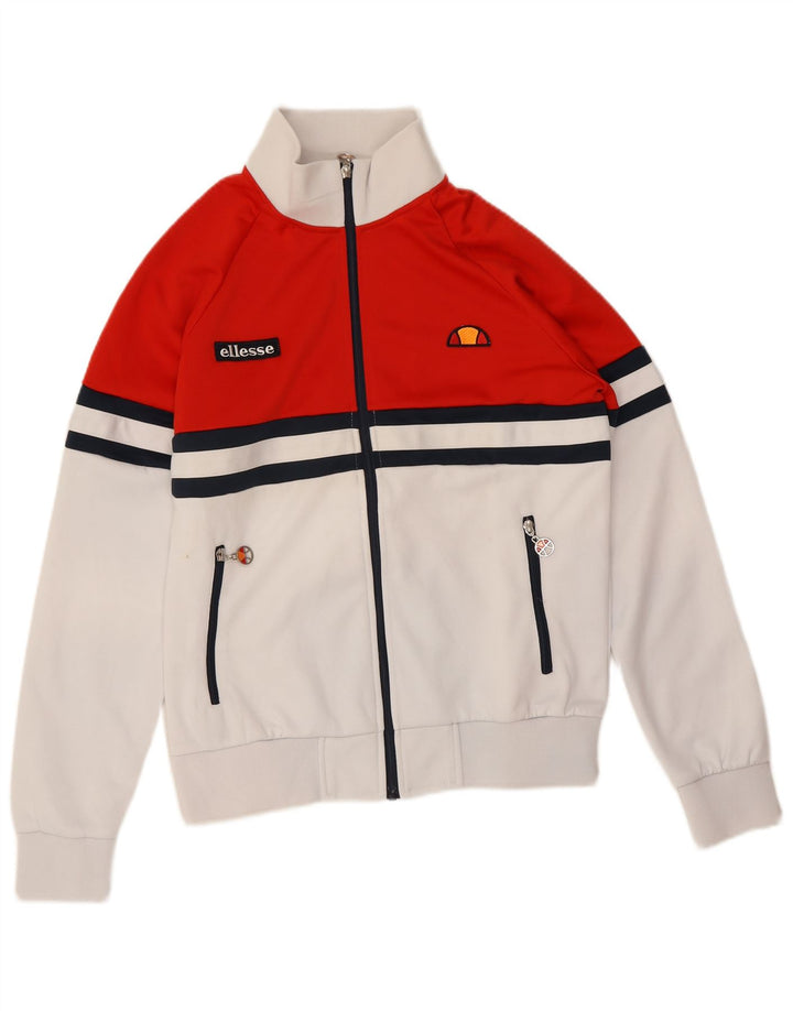 Ellesse Herren-Trainingsanzug-Oberteil, Jacke, klein, weißes Farbblock-Polyester