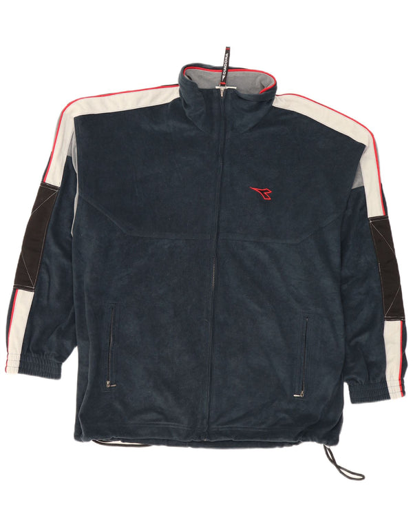 Diadora Herren-Trainingsanzug-Top-Jacke, UK 42, Größe L, Marineblau, Farbblock