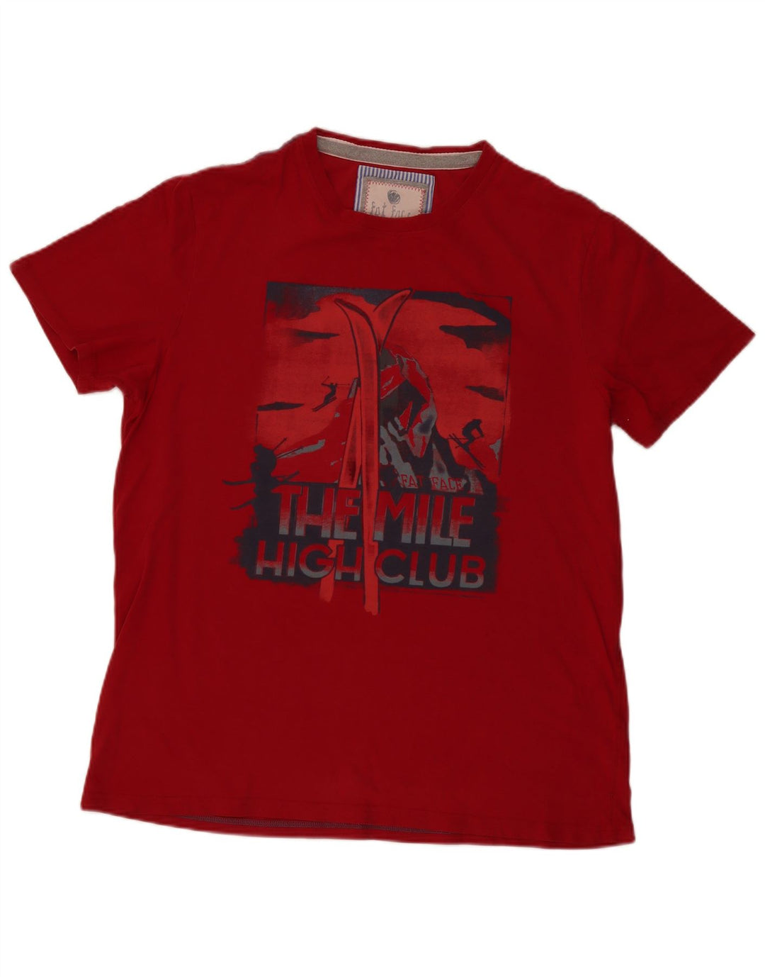 Fat Face Herren Grafik-T-Shirt-Oberteil XL aus roter Baumwolle
