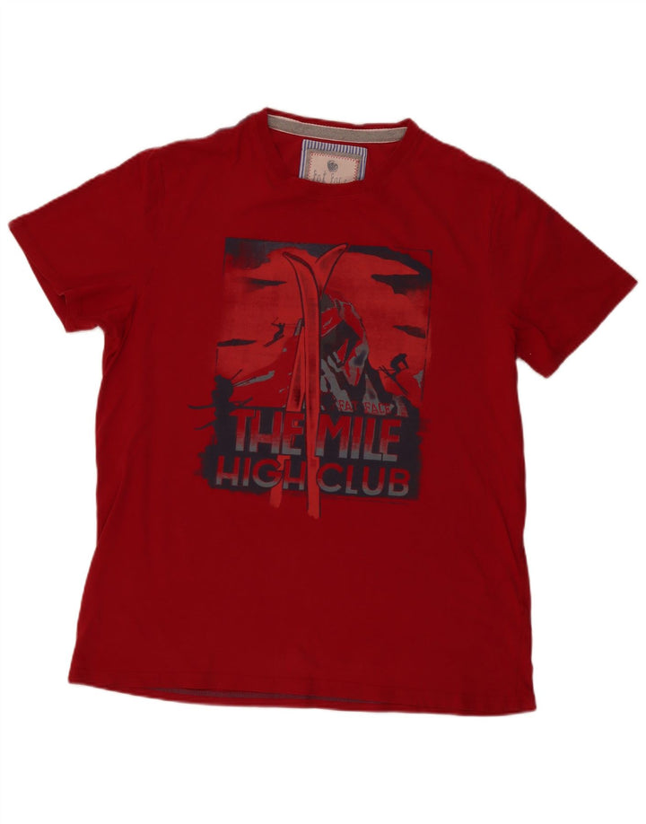 Fat Face Herren Grafik-T-Shirt-Oberteil XL aus roter Baumwolle