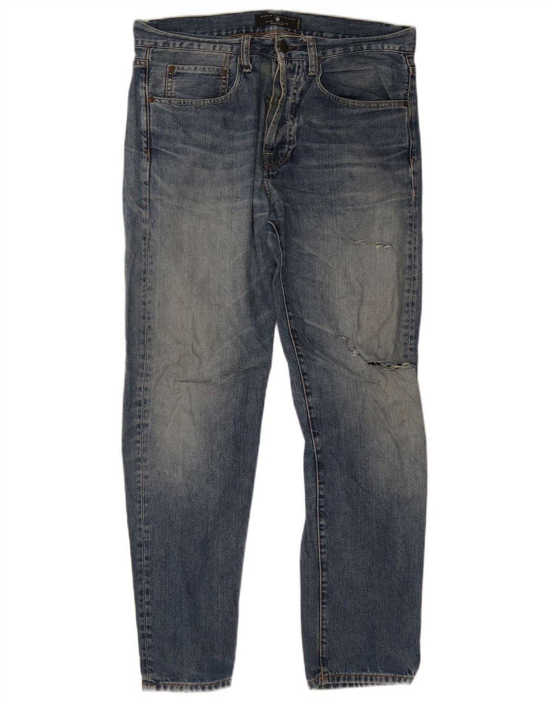 Zara Herren Distressed Slim Jeans EU 42 Large W32 L30 Blau