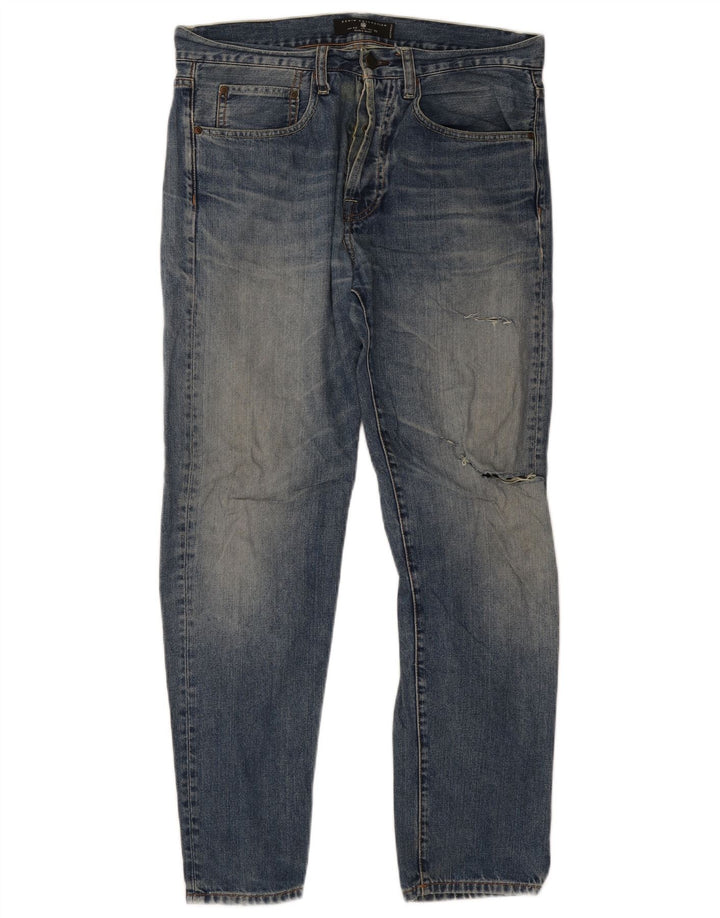 Zara Herren Distressed Slim Jeans EU 42 Large W32 L30 Blau
