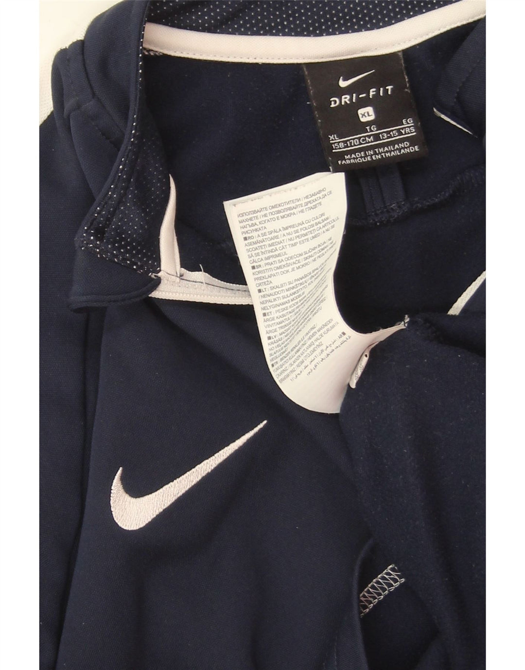 NIKE Boys Dri Fit Pullover Tracksuit Top 13-14 Years XL Navy Blue Vintage Nike and Second-Hand Nike from Messina Hembry 