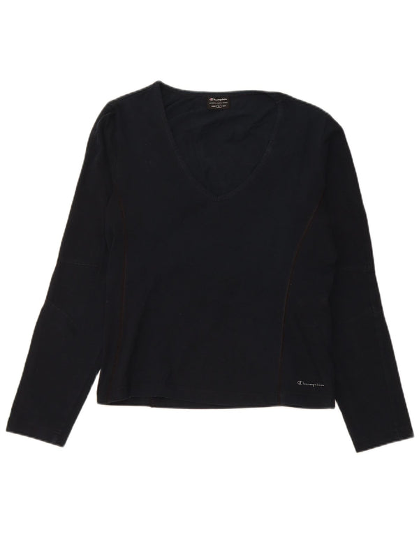 Champion Damen Top Langarm UK 14 Large Marineblau Baumwolle