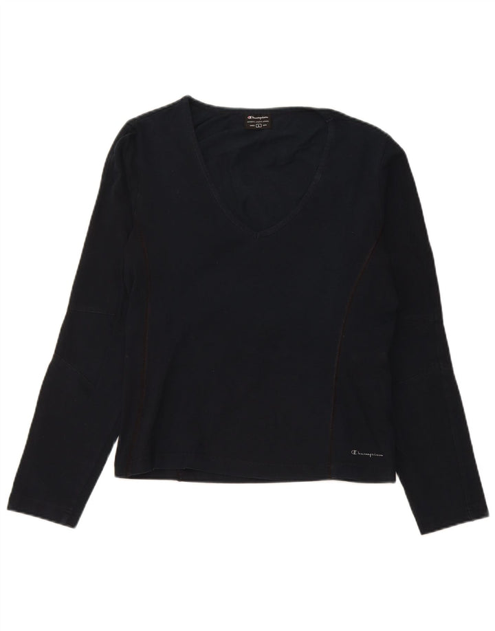 Champion Damen Top Langarm UK 14 Large Marineblau Baumwolle