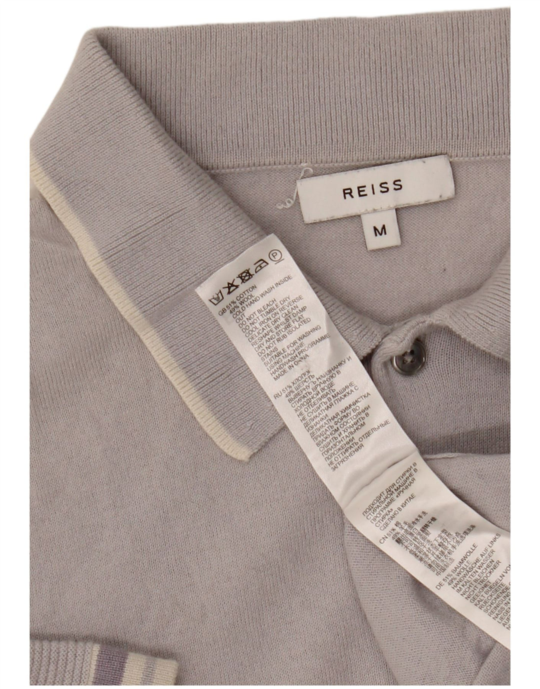 Reiss Herren-Poloshirt aus mittelgrauer Baumwolle