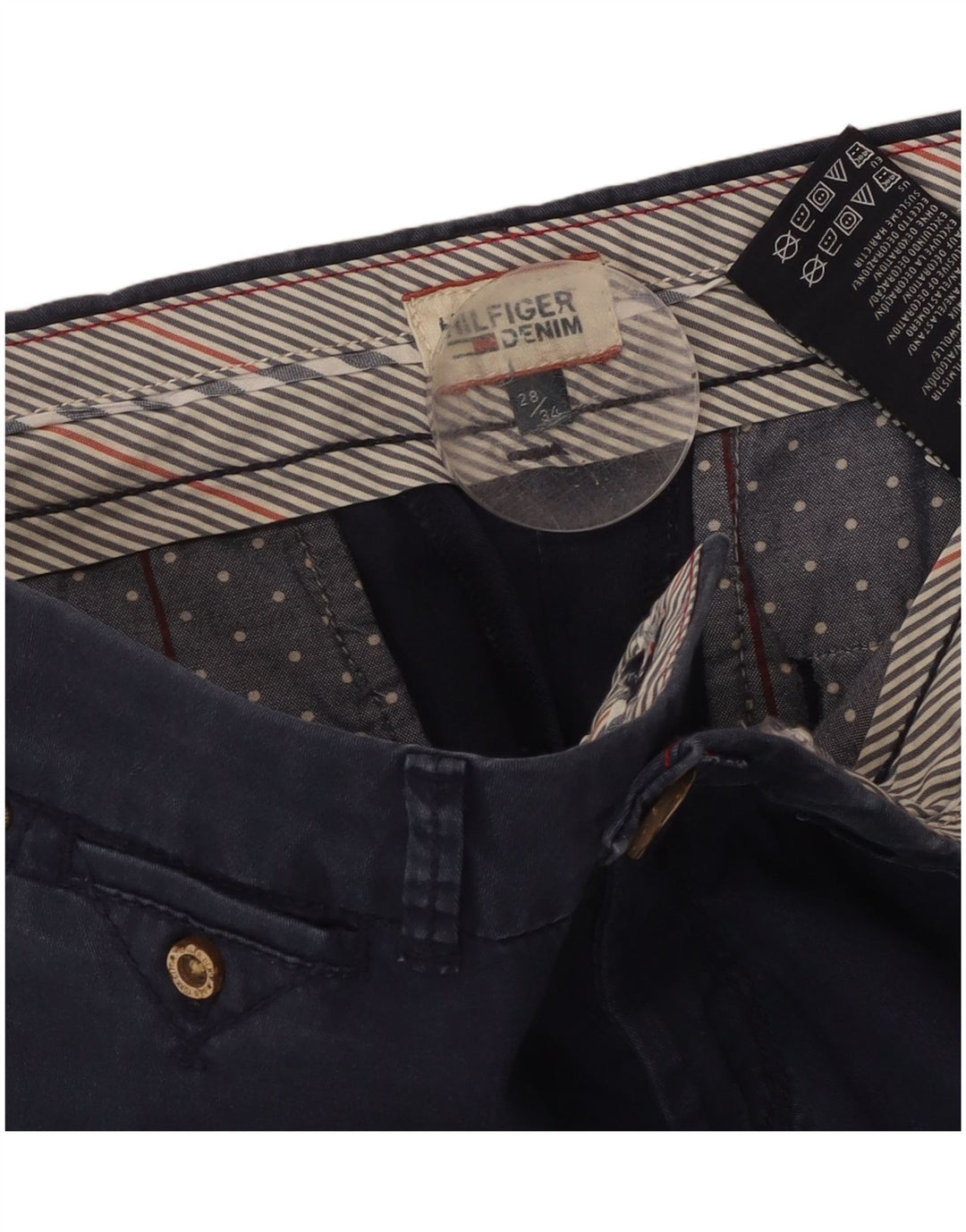 TOMMY HILFIGER Damen Slim Anzughose W28 L34 Marineblaue Baumwolle