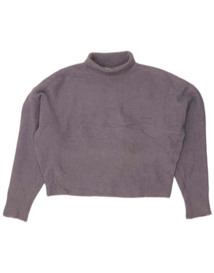 Zara Damen Crop Oversized Rollkragenpullover Pullover UK 14 Mittelblau