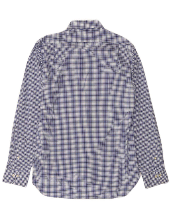 Polo Ralph Lauren Herren-Hemd mit schmaler Passform, Größe 16, groß, blau kariert, Baumwolle