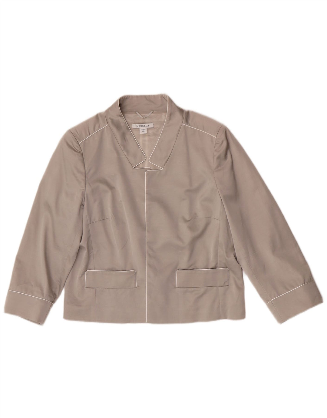 Marella Damen-Blazer, offener Blazer, Jacke, UK 44, Größe L, graue Viskose