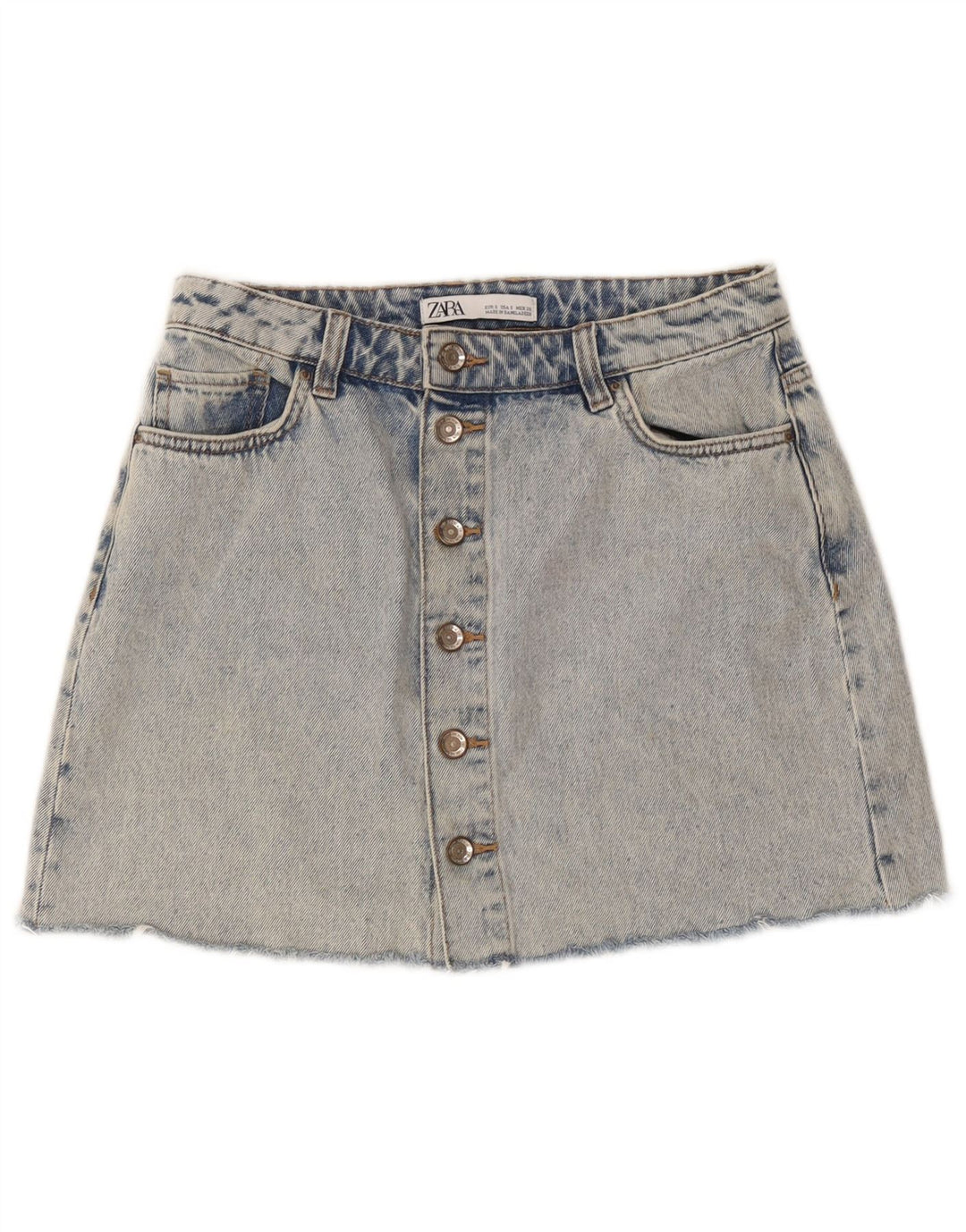 Zara Damen Jeansrock Small W26 Blaue Baumwolle