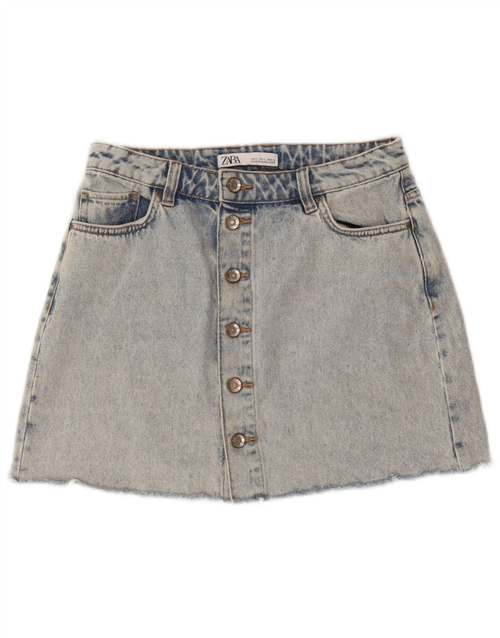 Zara Damen Jeansrock Small W26 Blaue Baumwolle