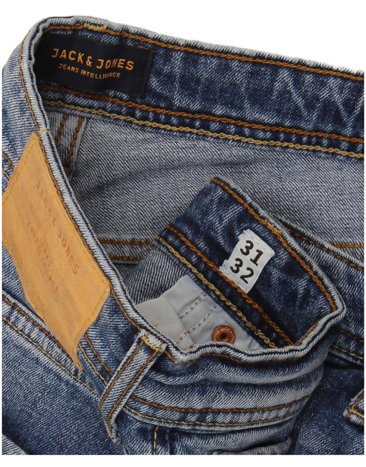 JACK & JONES Herren GLENN Distressed Slim Jeans W31 L32 Blaue Baumwolle
