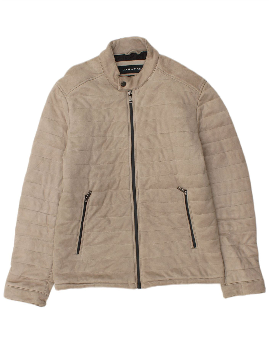 Zara Herren Bomberjacke UK 38 Medium Beige Polyester