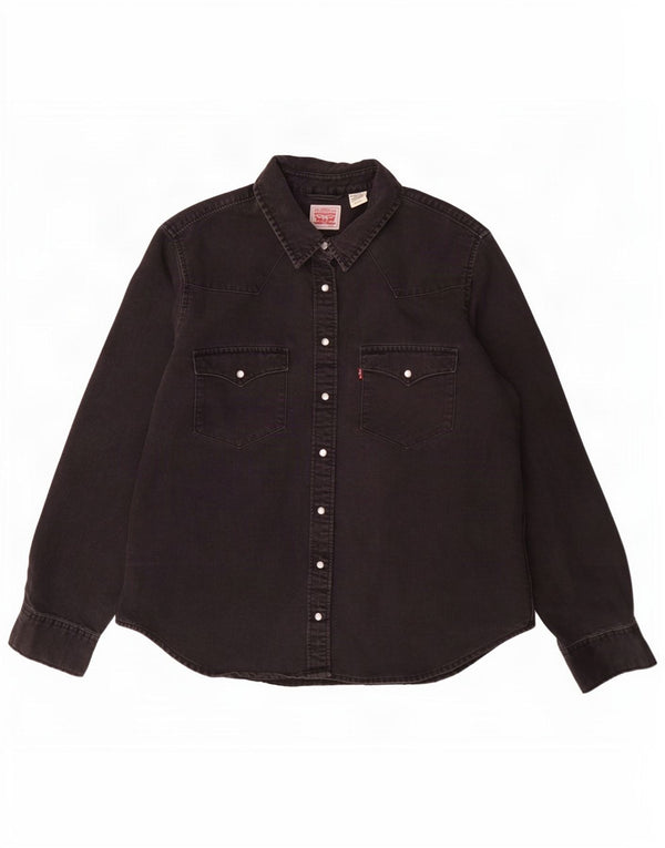 Levi's Damen Jeanshemd UK 18 XL Schwarz Baumwolle