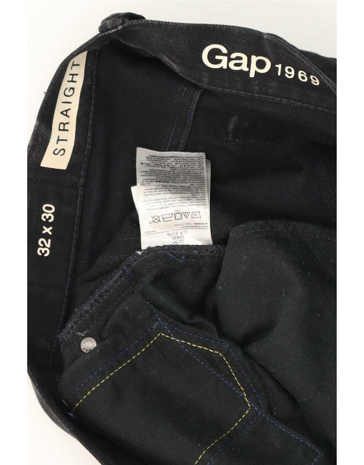Gap Herren Straight Jeans W32 L30 Schwarze Baumwolle