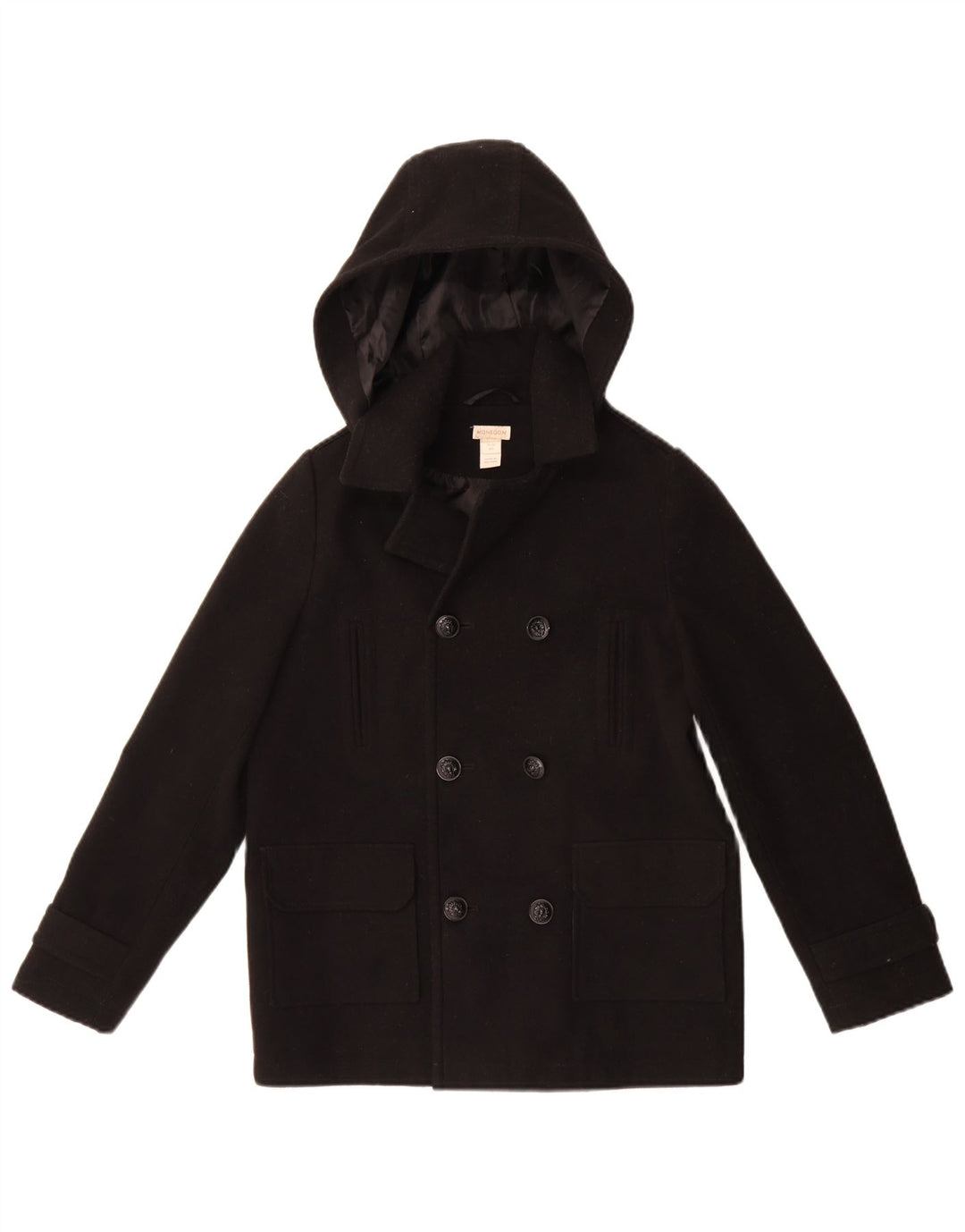 Monsoon Pea Coat für Jungen mit Kapuze, 11–12 Jahre, schwarzes Polyester