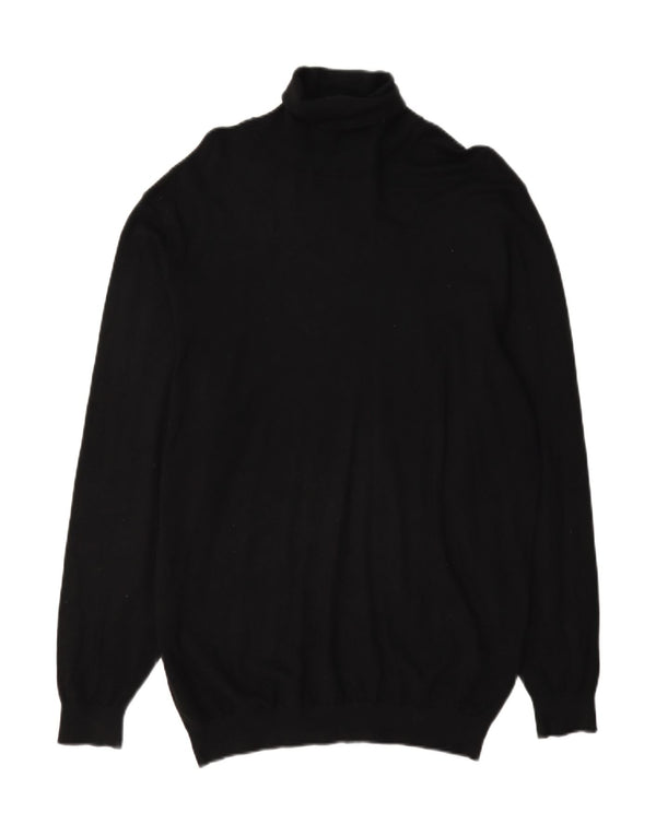 Zara Herren-Pullover mit Rollkragen, groß, schwarze Viskose