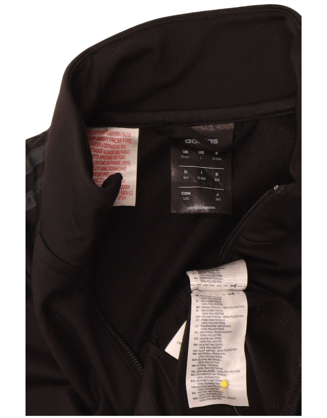 Adidas Jungen Climalite Trainingsanzug Top Jacke 13-14 Jahre Schwarz Polyester