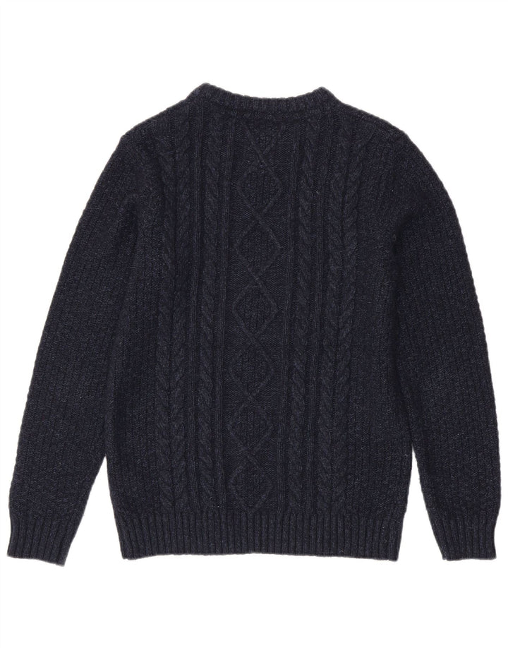 Fat Face Herren-Pullover mit U-Boot-Ausschnitt, Größe S, marineblaue Wolle