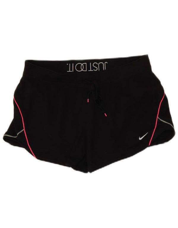 Nike Damen Dri Fit Graphic Sport Shorts UK 14 Medium Schwarz Baumwolle