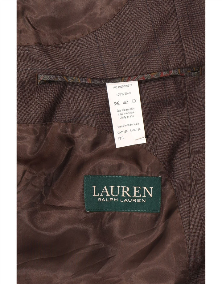 Ralph Lauren Herren-Blazer mit 2 Knöpfen, UK 48 3XL, braun karierte Wolle