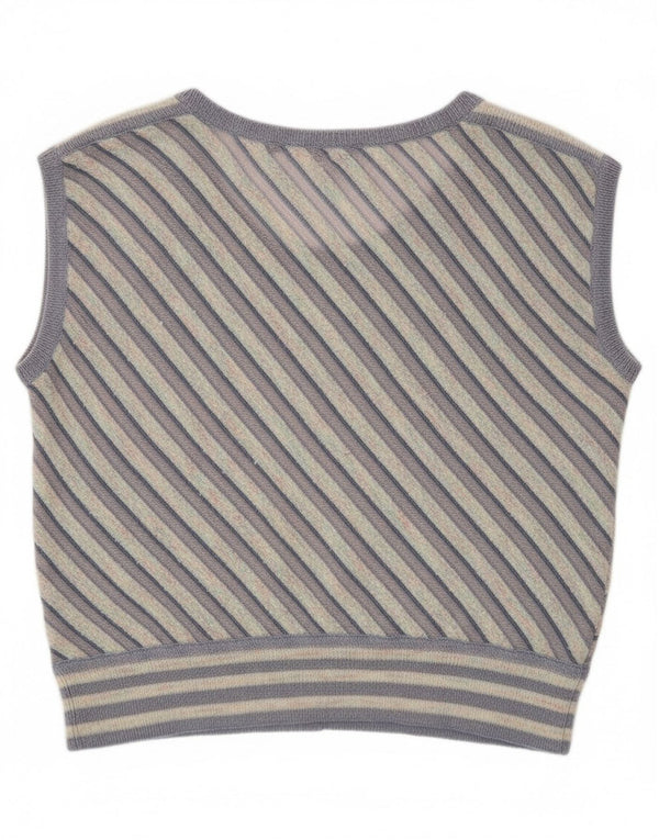 Vintage Damen Weste Tank Top UK 12 Medium Lila gestreift