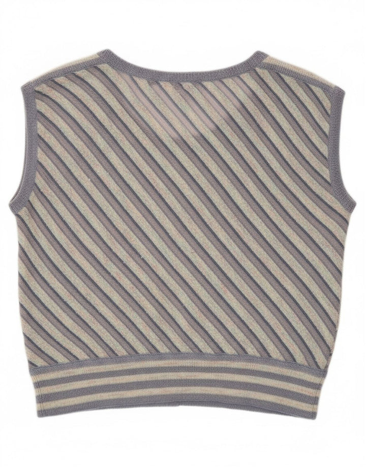 Vintage Damen Weste Tank Top UK 12 Medium Lila gestreift