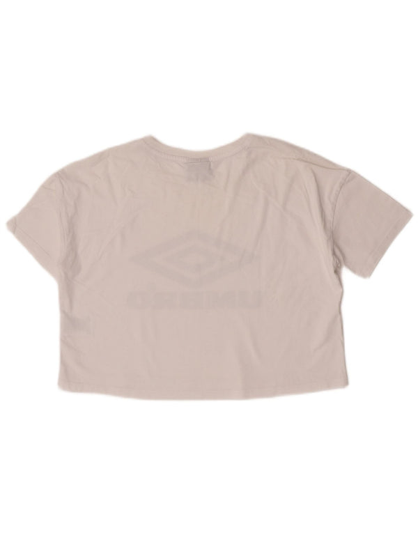 Umbro Damen Crop Oversize Graphic T-Shirt Top UK 10 Small Weiße Baumwolle
