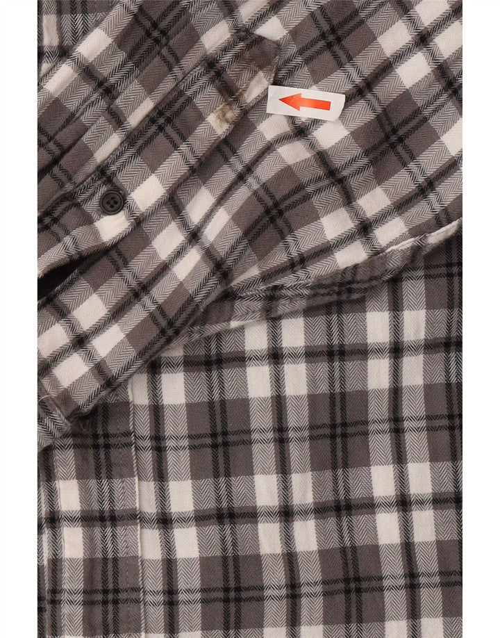 Chaps Herren-Flanellhemd XL, grau kariert, Baumwolle