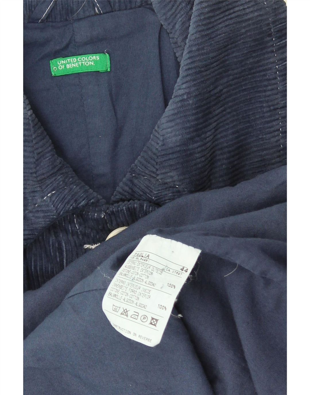 Benetton Damen Cordmantel IT 44 Medium Navy Blue Cotton