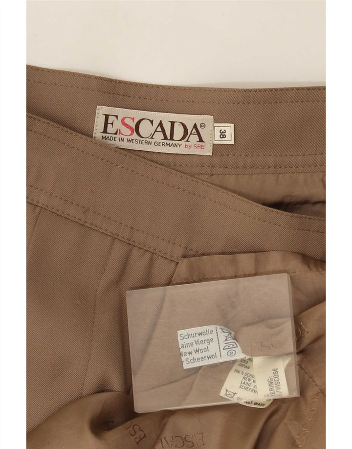 Escada Damen Midi-Wickelrock EU 38 Medium W28 Braune Schurwolle