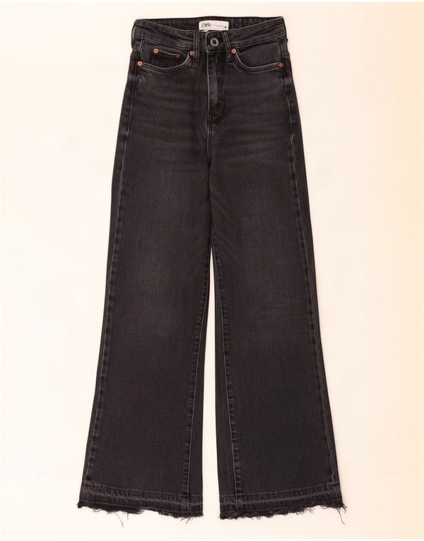 Zara Damen High Rise Wide Leg Jeans EU 32 2XS W22 L27 Grau