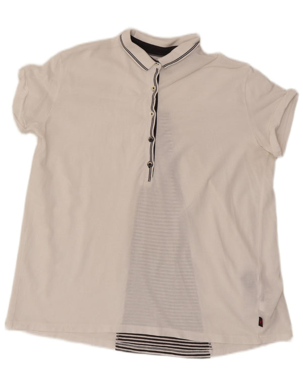 Kappa Damen-Poloshirt in Übergröße, UK 10, Größe S, weiß, gestreift, Baumwolle