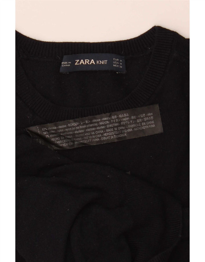 Zara Damen-Pullover mit Rundhalsausschnitt, UK 12, mittlere marineblaue Viskose