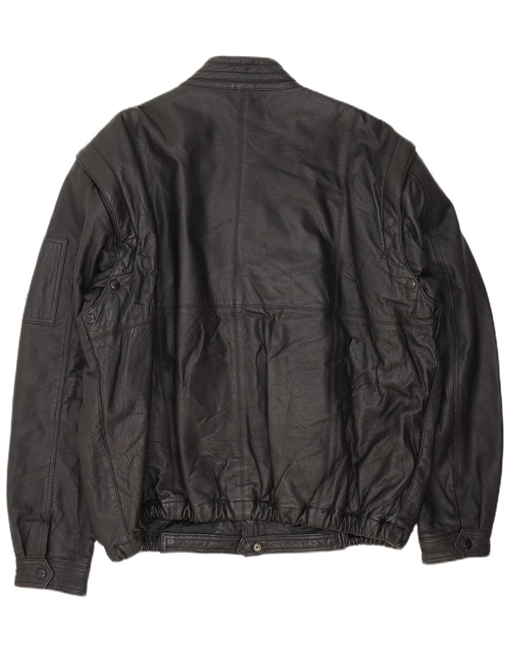 C&A Herren Leder Bomberjacke EU 58 XL Schwarz