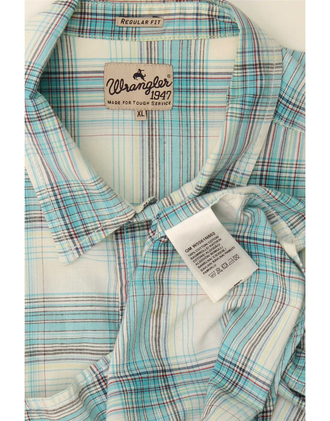 Wrangler Herren-Kurzarm-Flanellhemd XL, blau kariert, Baumwolle