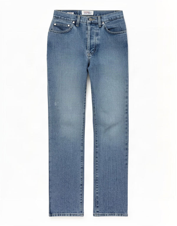 Onyx Herren-Jeans mit hoher Taille, gerade, W27, L30, blaue Baumwolle