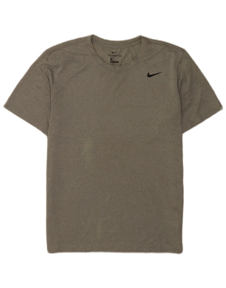 Nike Herren Dri Fit T-Shirt-Oberteil aus mittelgrauem Polyester