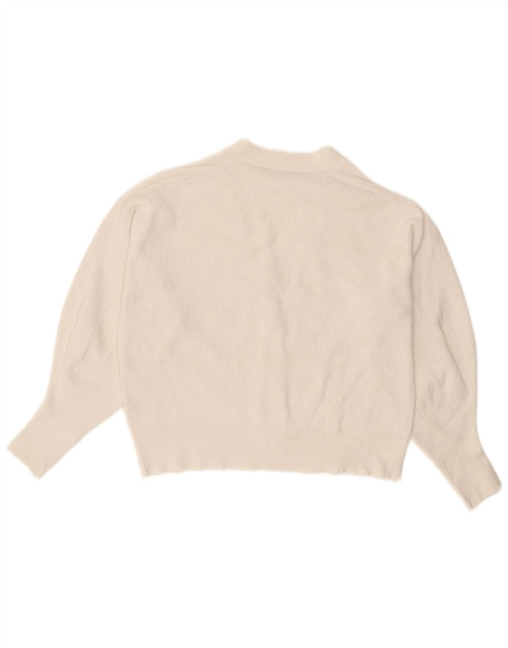 Zara Damen Crop Oversized Cardigan Pullover UK 10 Small Weiße Viskose