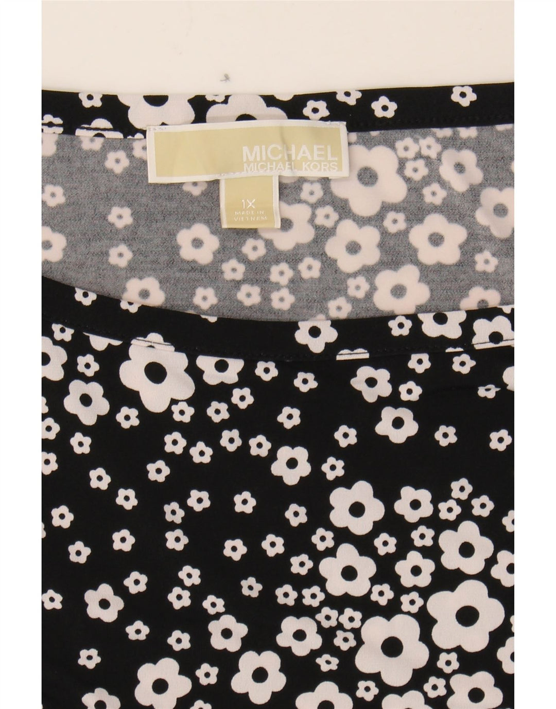 MICHAEL KORS Womens 3/4 Sleeve Basic Dress UK 18 XL Black Floral Polyester Vintage Michael Kors and Second-Hand Michael Kors from Messina Hembry 