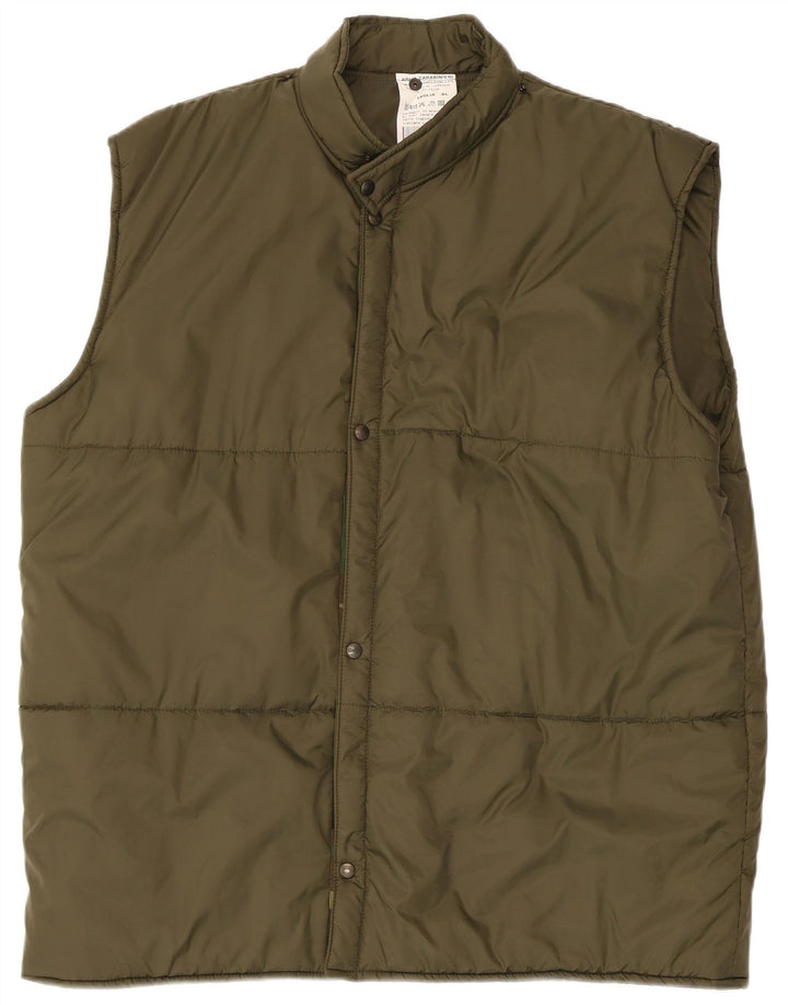 Vintage Herren Gilet UK 42 XL Khaki Polyamid