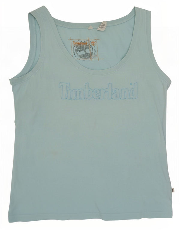 Timberland Damen Graphic Vest Top UK 18 XL Blaue Baumwolle