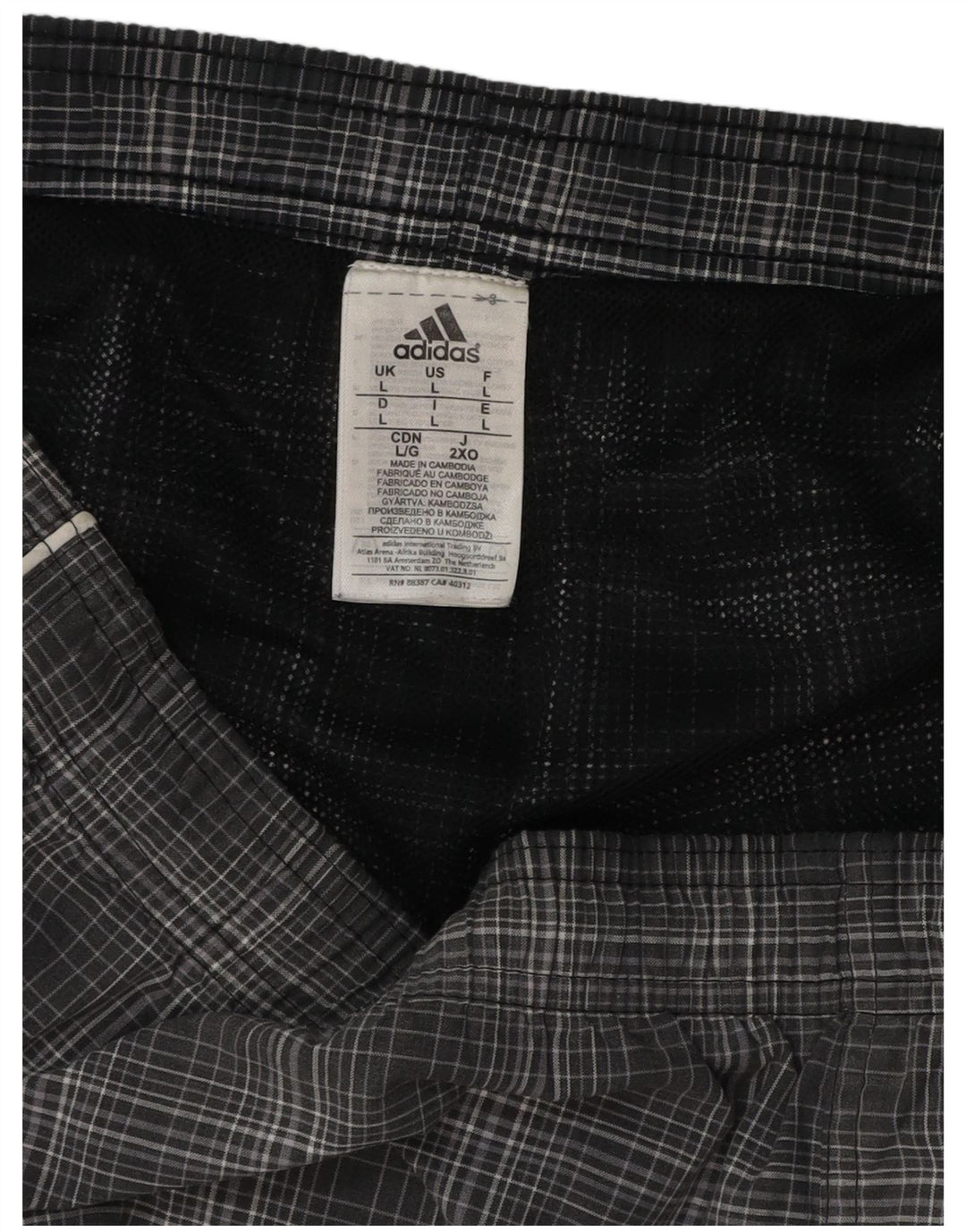 ADIDAS Herren-Badeshorts, groß, grau kariert, Polyester