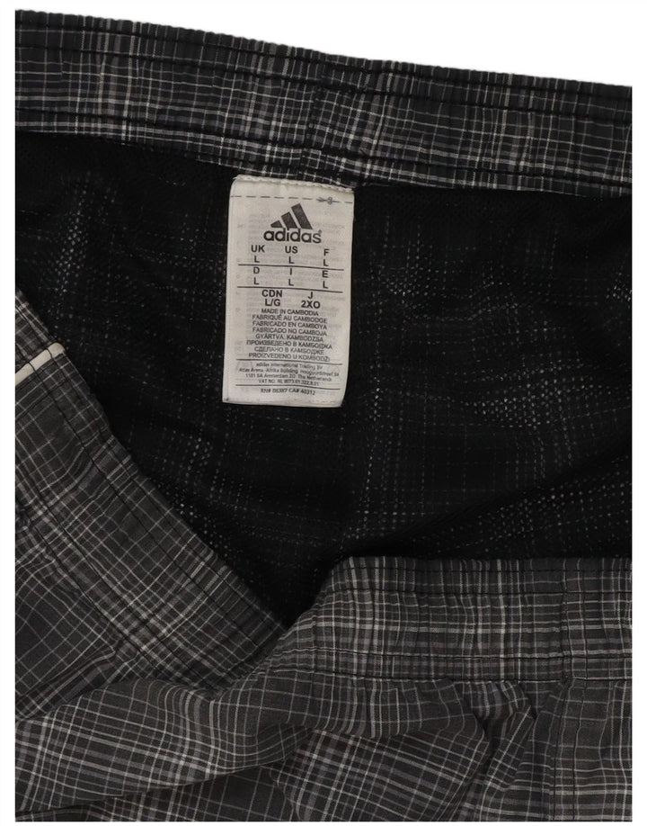 ADIDAS Herren-Badeshorts, groß, grau kariert, Polyester