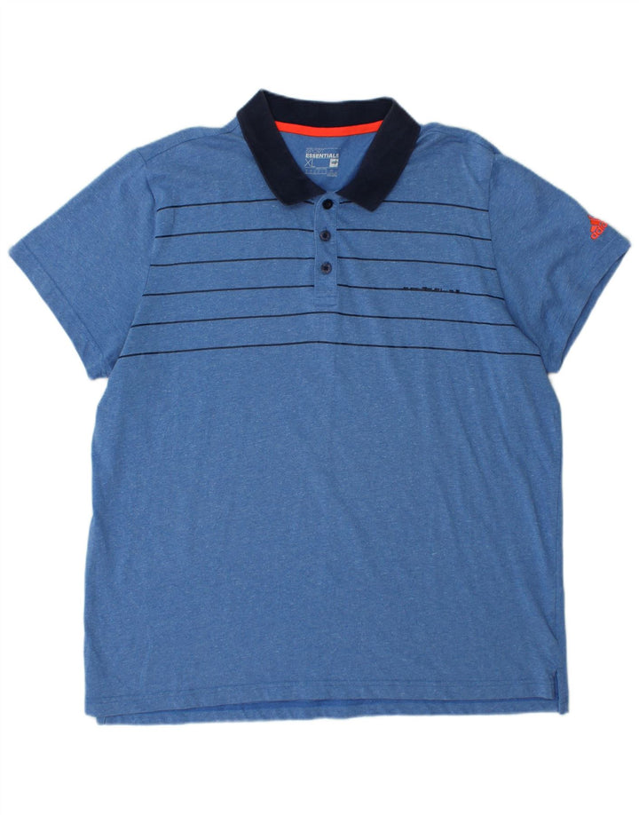 ADIDAS Mens Climalite Polo Shirt XL Blue Striped