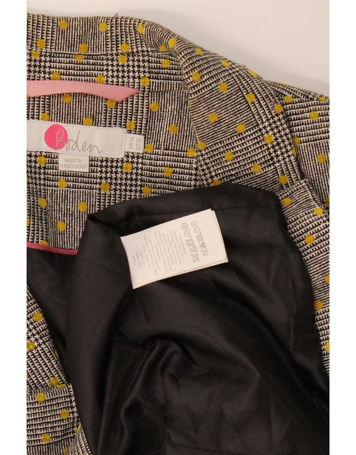 Boden Damen-Zweireiher-Blazerjacke UK 16 Large Grey Houndstooth